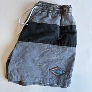 Chubbies Swim Trunks Mens Medium Gray Black‎ Drawstring Swimwear Acid Wash 5.5"